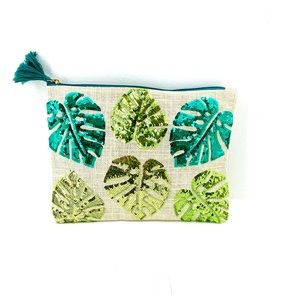 MUD PIE Clutch with Sequin Palm Leaves